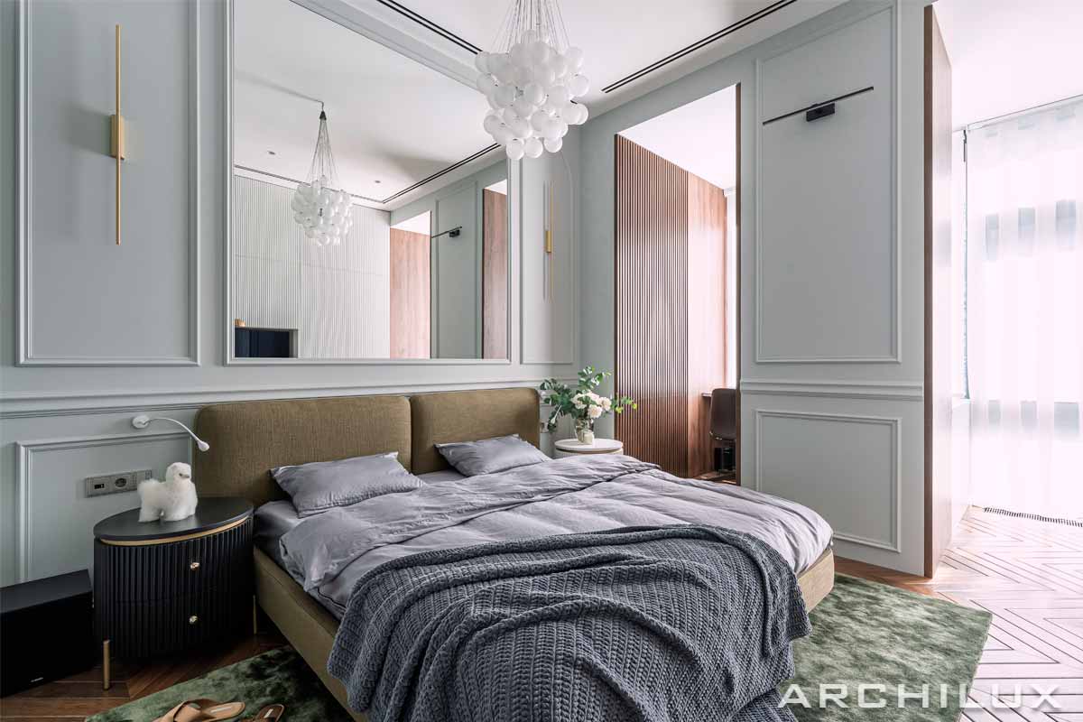Квартира в серых тонах, дизайны спальных комнат — 33