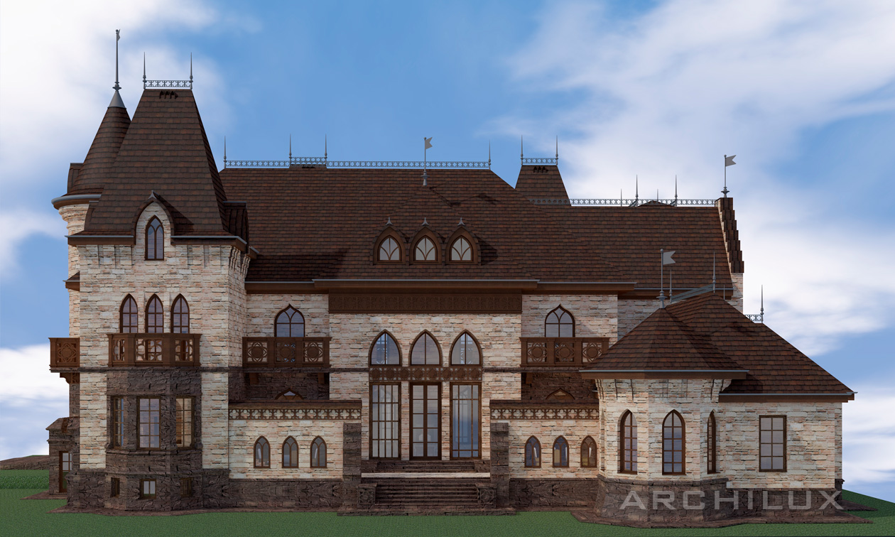 Архитектурное бюро разработало проект замка, который может использоваться как загородная резиденция, либо как проект учебного заведения или университета