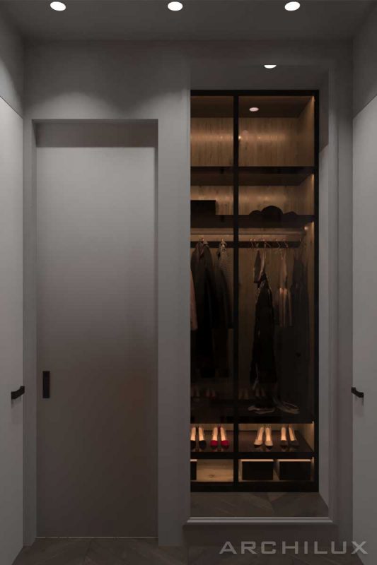 Проект гардеробной. Гардеробные комнаты дизайн проекты - представляем пример: квартира в серых тонах, неоклассика в интерьере